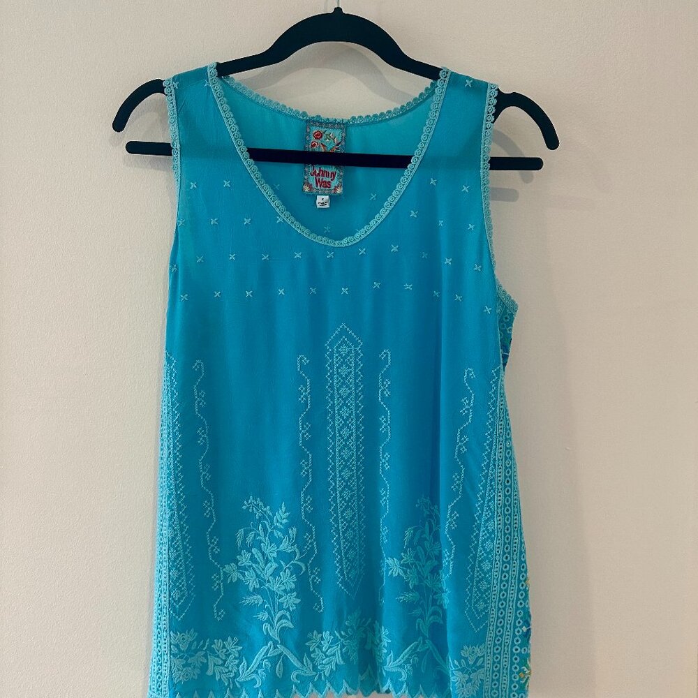 Johnny Was Rayon Sleeveless Tank Top Eyelet